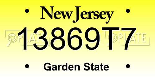 13869T7 New Jersey License Plate