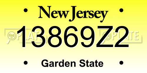 13869Z2 New Jersey License Plate