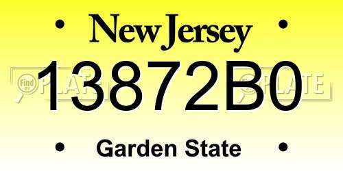 13872B0 New Jersey License Plate
