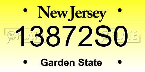 13872S0 New Jersey License Plate