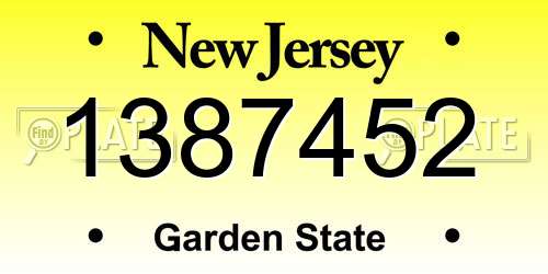 1387452 New Jersey License Plate
