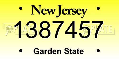 1387457 New Jersey License Plate