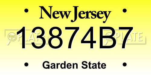 13874B7 New Jersey License Plate