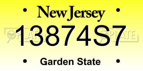 13874S7 New Jersey License Plate
