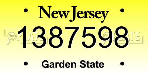 1387598 New Jersey License Plate