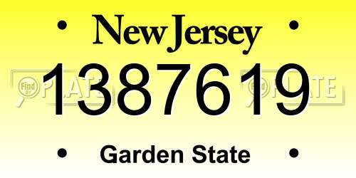 1387619 New Jersey License Plate