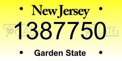 1387750 New Jersey License Plate