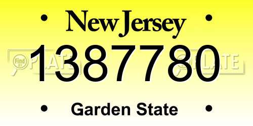 1387780 New Jersey License Plate