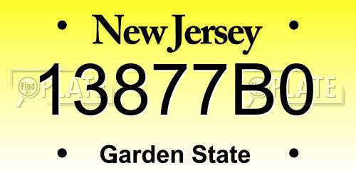 13877B0 New Jersey License Plate