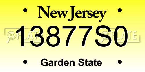13877S0 New Jersey License Plate