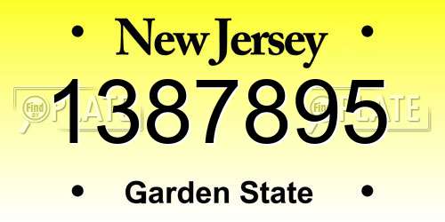 1387895 New Jersey License Plate