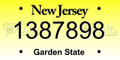 1387898 New Jersey License Plate