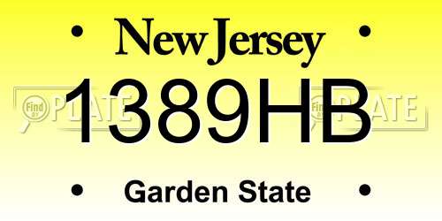 1389HB New Jersey License Plate