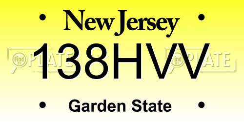 138HVV New Jersey License Plate