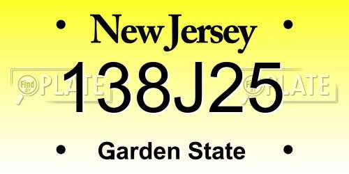 138J25 New Jersey License Plate