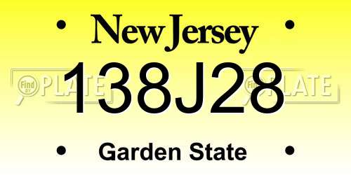 138J28 New Jersey License Plate