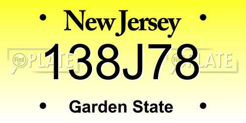 138J78 New Jersey License Plate