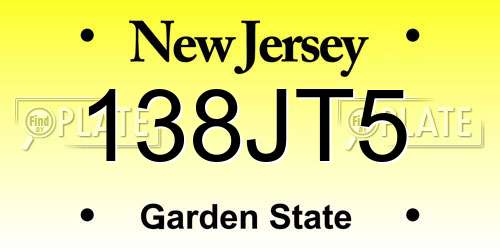 138JT5 New Jersey License Plate