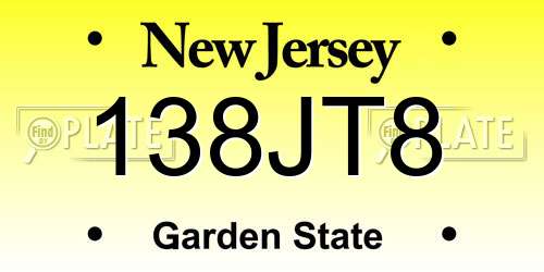 138JT8 New Jersey License Plate