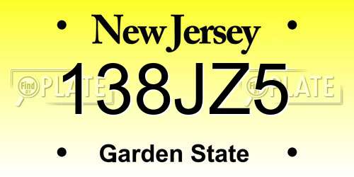 138JZ5 New Jersey License Plate