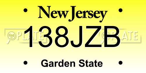 138JZB New Jersey License Plate