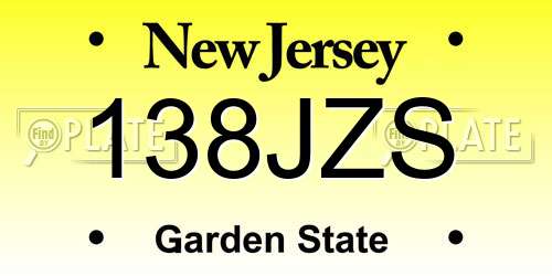 138JZS New Jersey License Plate