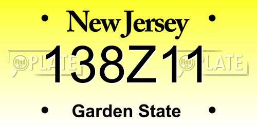138Z11 New Jersey License Plate