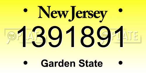 1391891 New Jersey License Plate