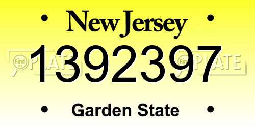 1392397 New Jersey License Plate