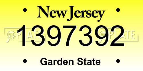 1397392 New Jersey License Plate