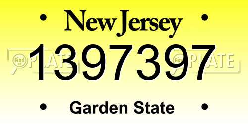 1397397 New Jersey License Plate