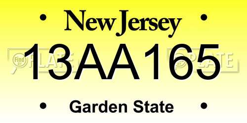 13AA165 New Jersey License Plate