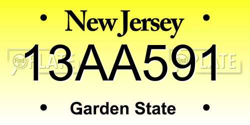 13AA591 New Jersey License Plate