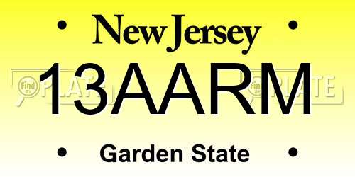 13AARM New Jersey License Plate