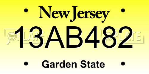 13AB482 New Jersey License Plate