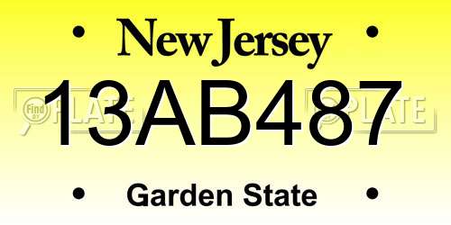 13AB487 New Jersey License Plate