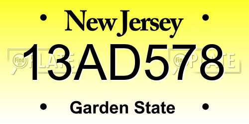13AD578 New Jersey License Plate