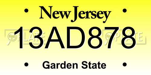 13AD878 New Jersey License Plate