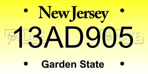 13AD905 New Jersey License Plate
