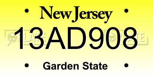 13AD908 New Jersey License Plate