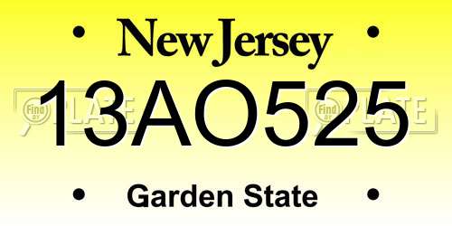 13AO525 New Jersey License Plate