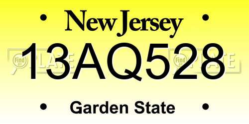 13AQ528 New Jersey License Plate