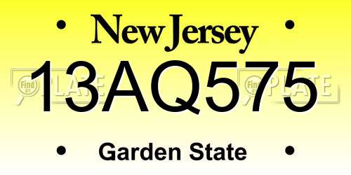 13AQ575 New Jersey License Plate