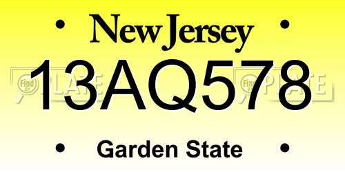 13AQ578 New Jersey License Plate