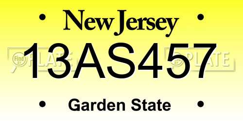 13AS457 New Jersey License Plate