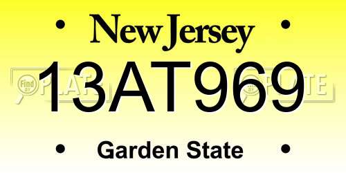 13AT969 New Jersey License Plate