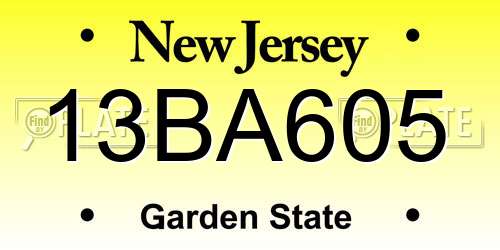 13BA605 New Jersey License Plate