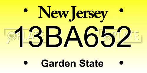 13BA652 New Jersey License Plate