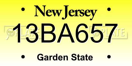 13BA657 New Jersey License Plate