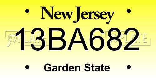 13BA682 New Jersey License Plate